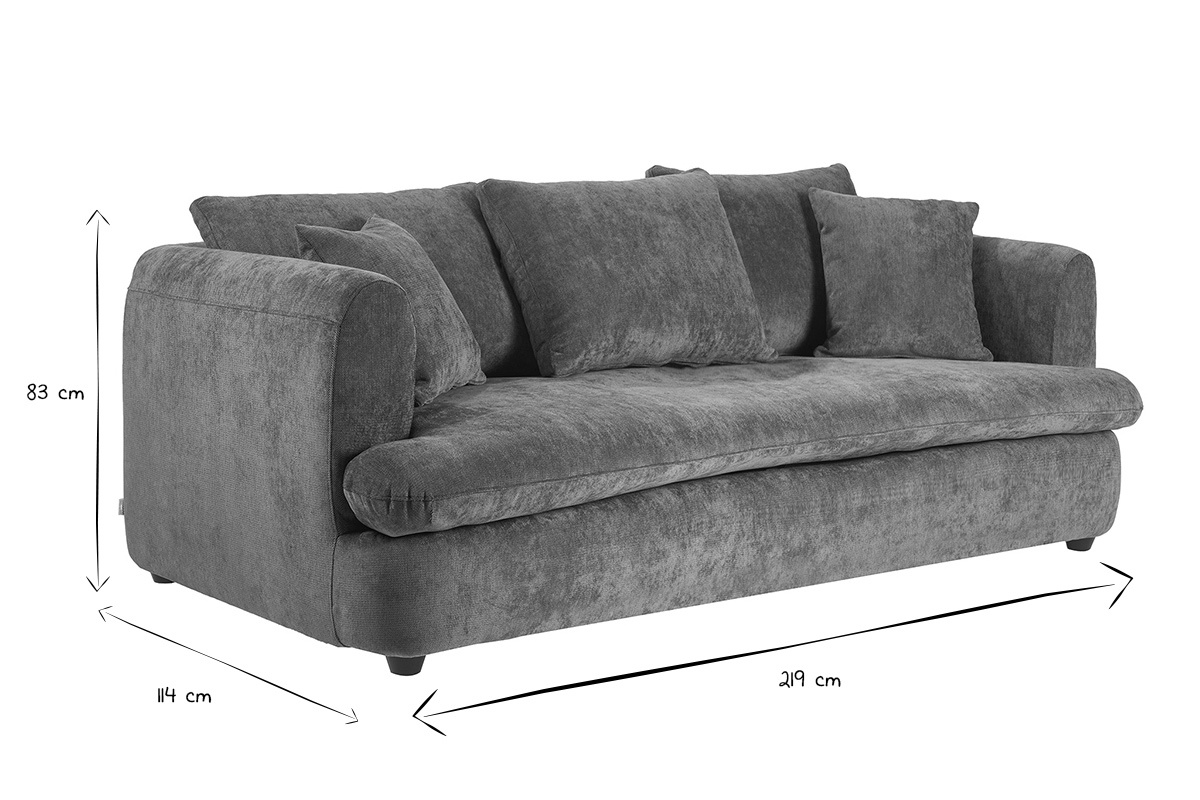 Canap� convertible d�houssable 3-4 places design haricot en tissu effet velours textur� vert kaki SACHA