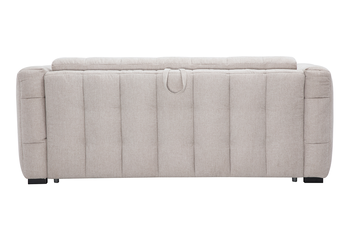Canap� convertible design 3 places en tissu effet velours textur� beige CORTO