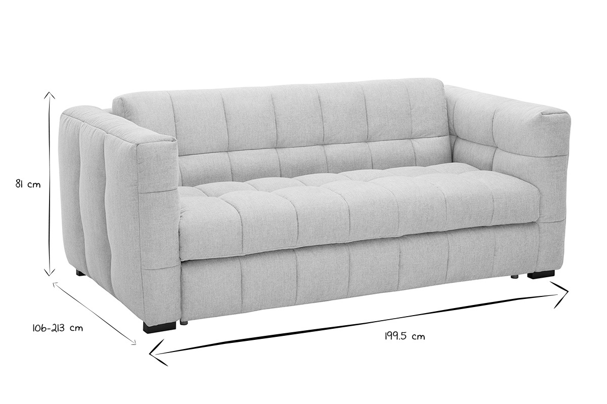 Canap� convertible design 3 places en tissu effet velours textur� beige CORTO