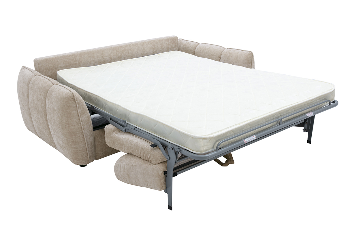 Canap� convertible design 3 places en tissu effet velours textur� taupe WONDER