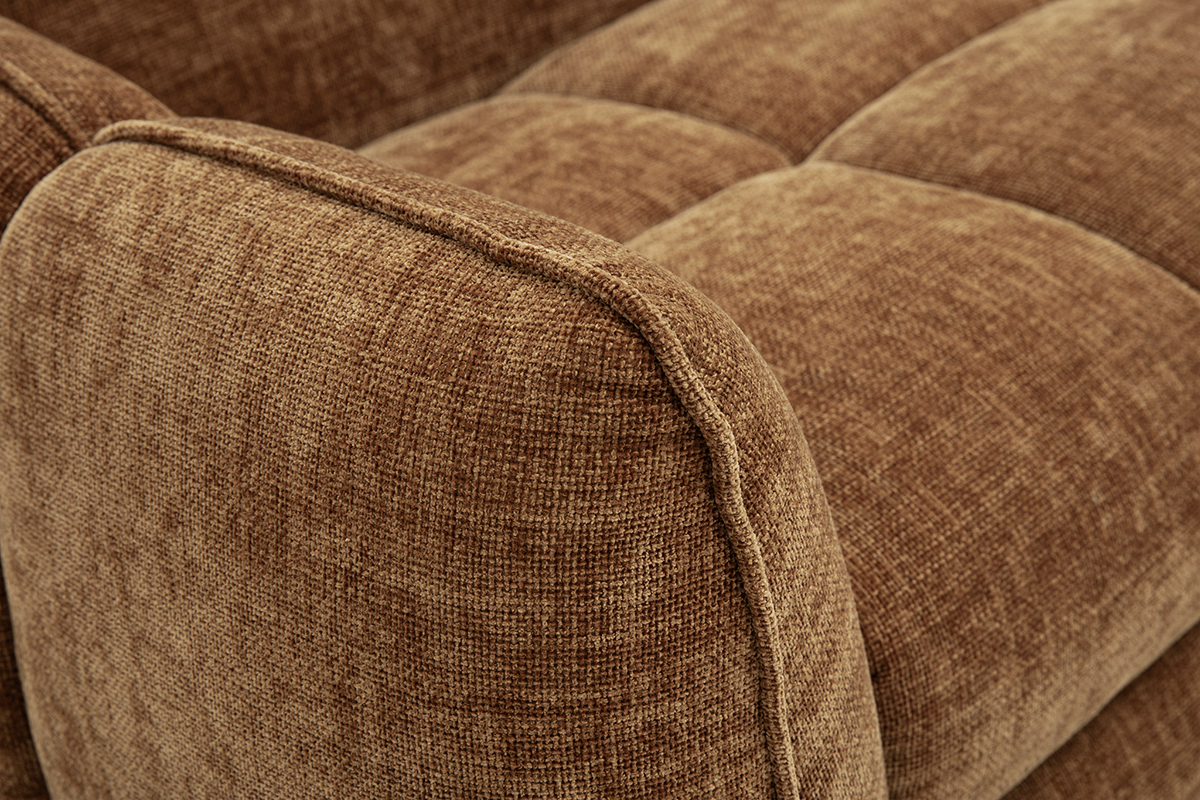 Canap� convertible design 3 places en tissu effet velours textur� terre br�l�e WONDER