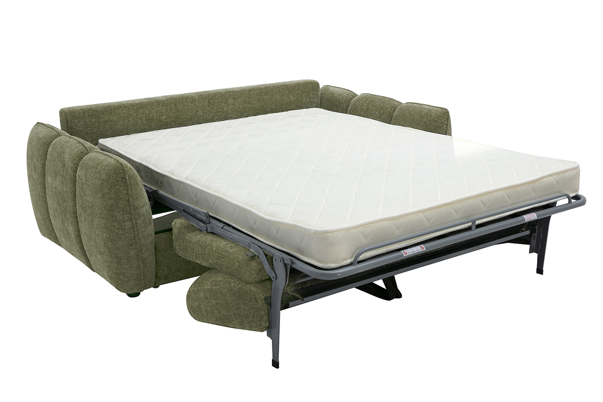 Canap� convertible design 3 places en tissu effet velours textur� vert kaki WONDER