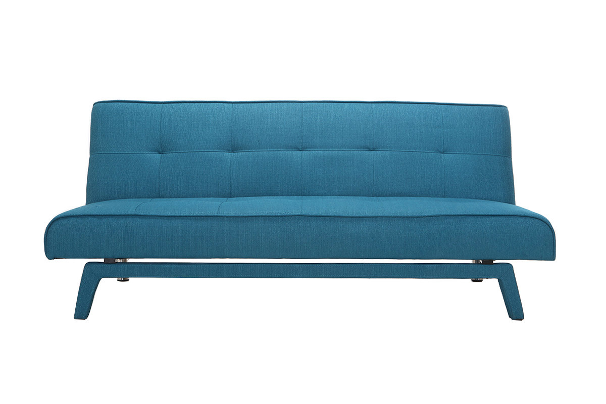 Canap� convertible design 3 places tissu bleu canard BUCK