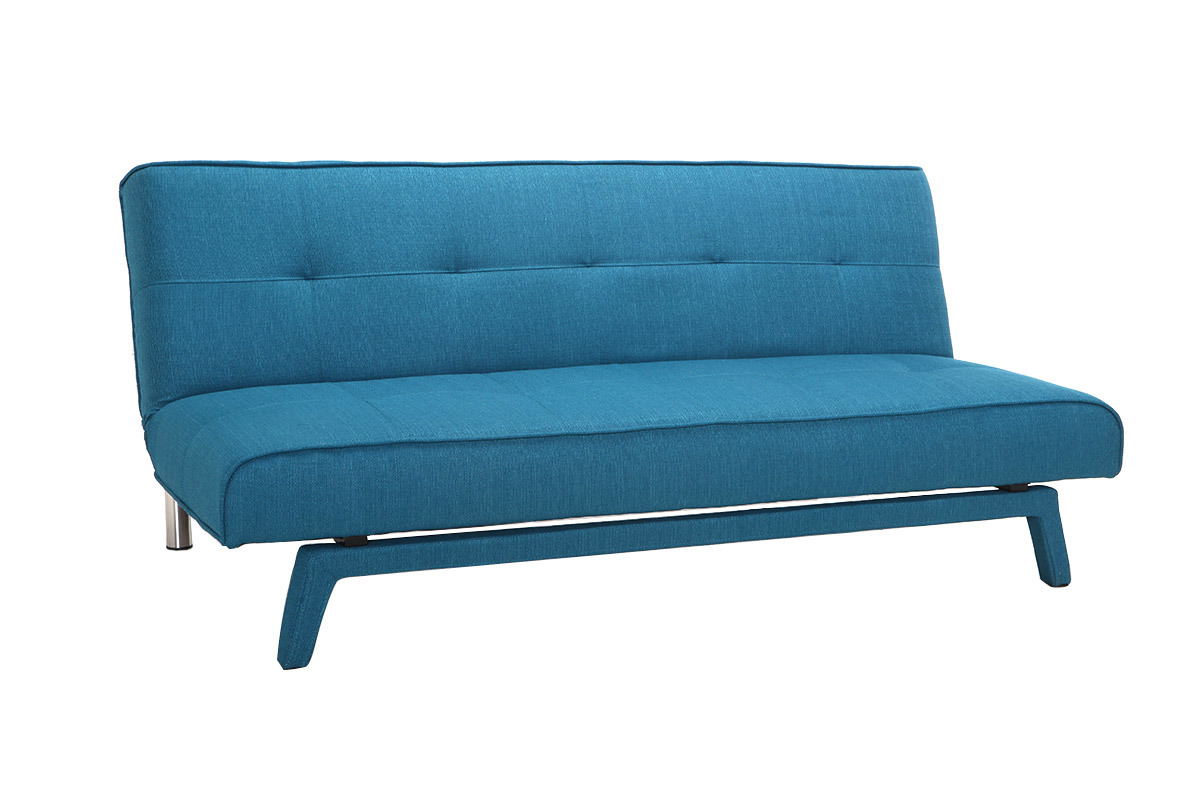 Canap� convertible design 3 places tissu bleu canard BUCK