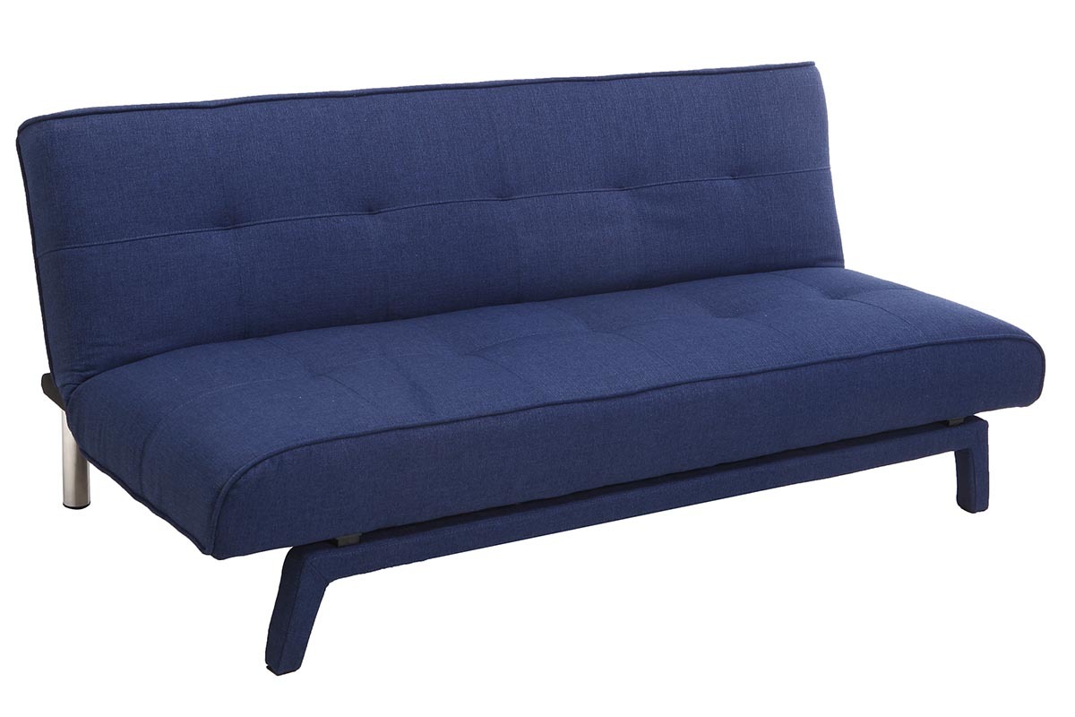 Canap� convertible design 3 places tissu bleu fonc� BUCK
