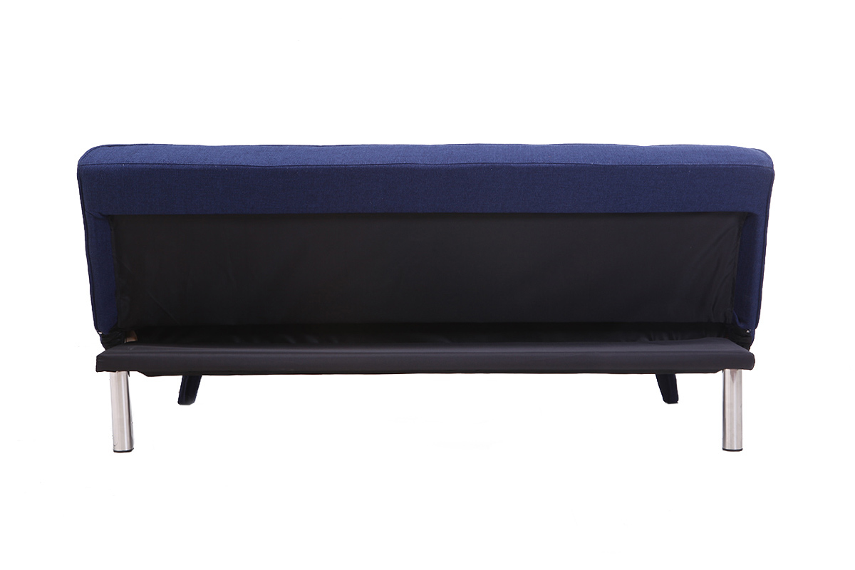Canap� convertible design 3 places tissu bleu fonc� BUCK