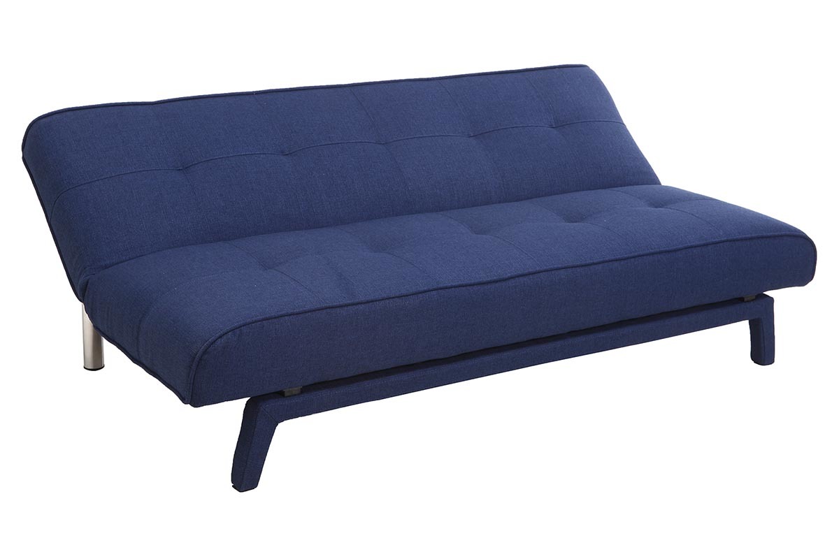 Canap� convertible design 3 places tissu bleu fonc� BUCK