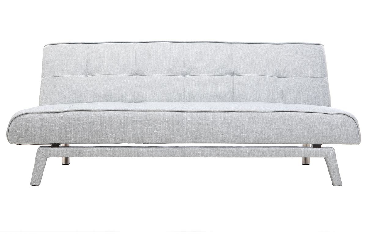 Canap� convertible design 3 places tissu gris clair BUCK