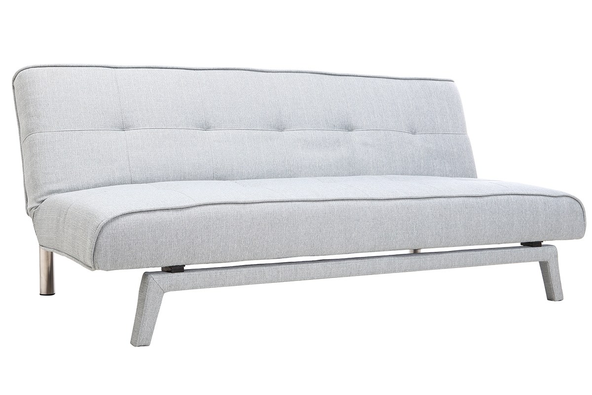 Canap� convertible design 3 places tissu gris clair BUCK