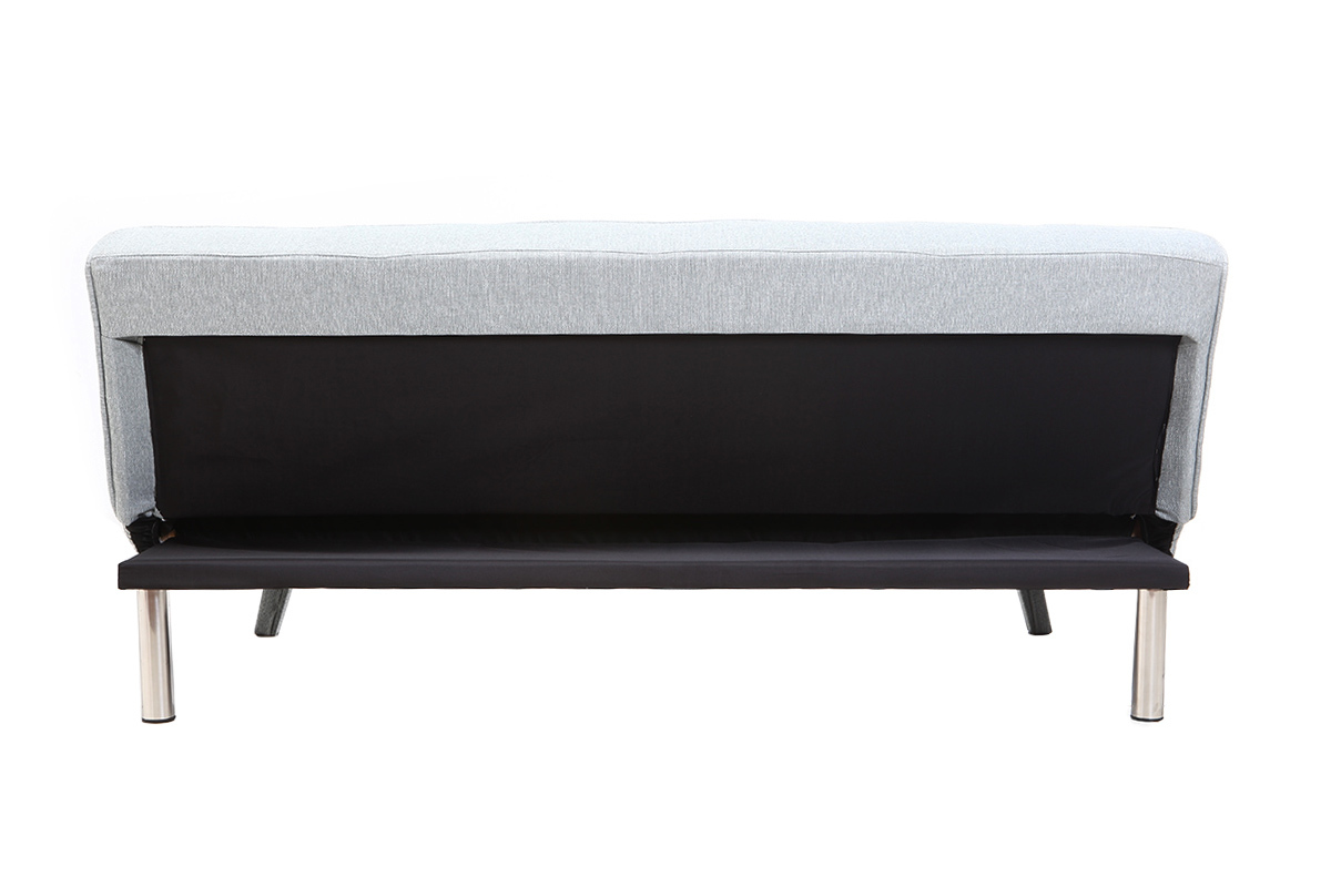 Canap� convertible design 3 places tissu gris clair BUCK