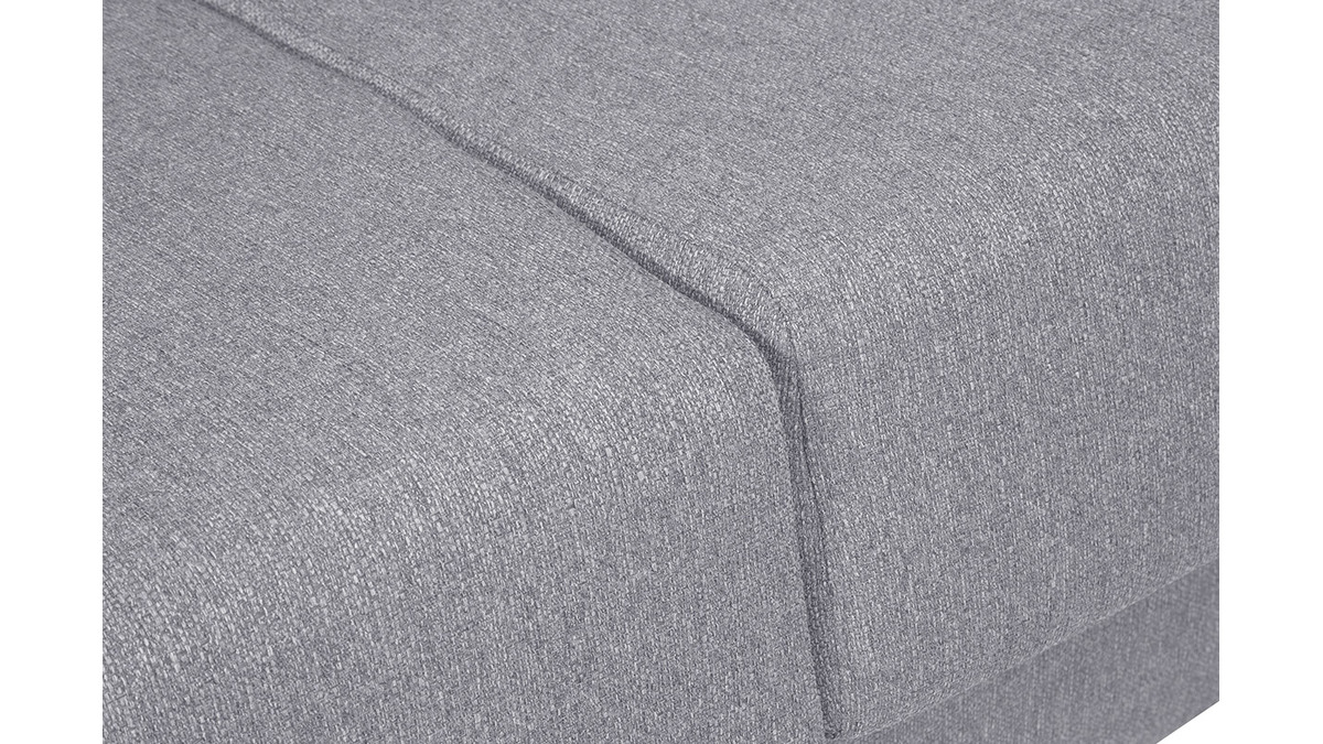 Canap convertible en tissu gris clair et bois clair avec matelas 18 cm GRAHAM