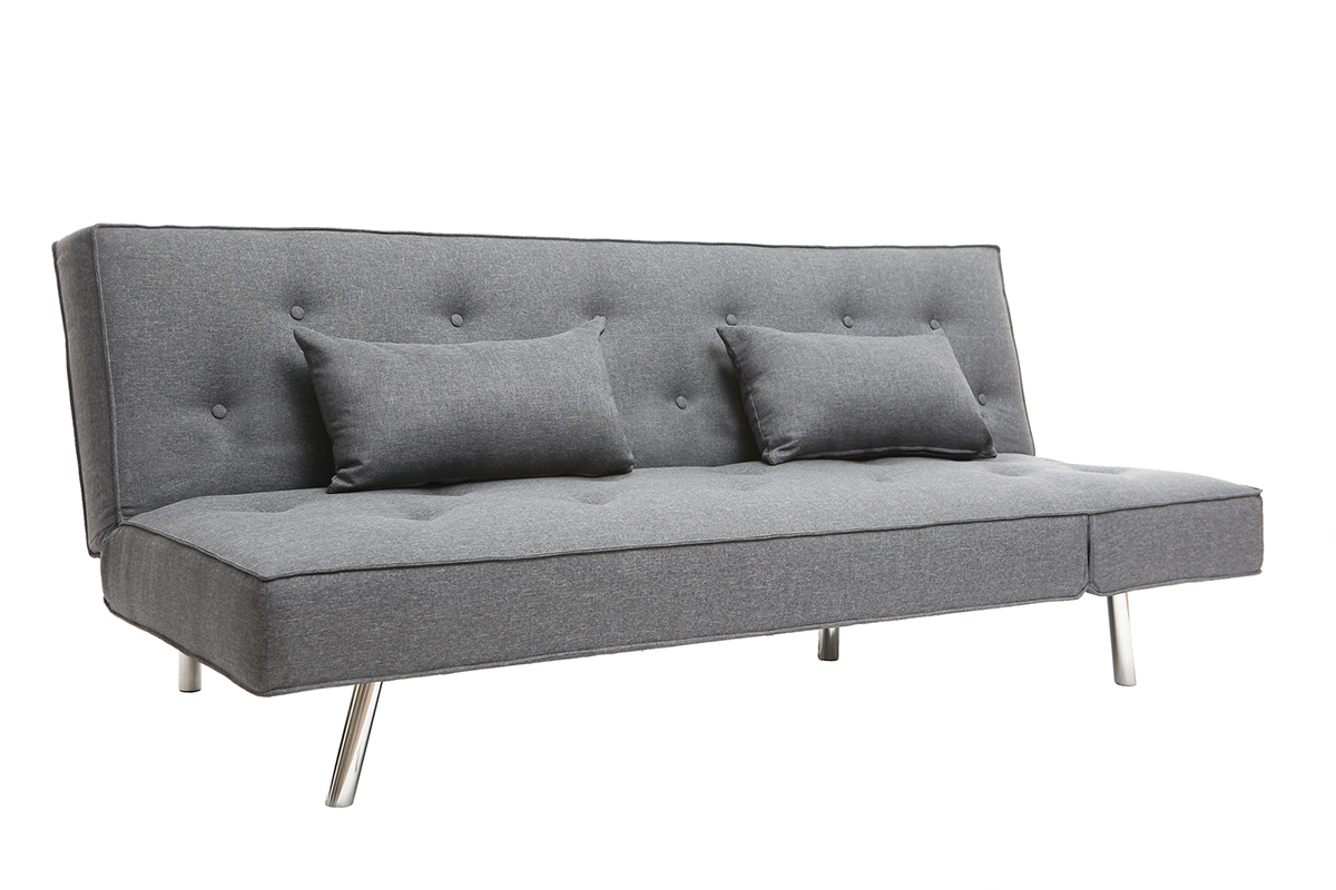 Canap� convertible en tissu gris fonc� LEONARD