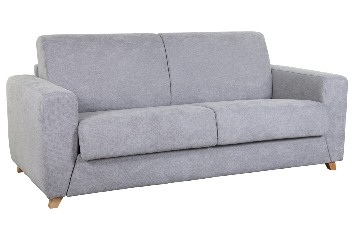 Canap� convertible scandinave 3 places effet velours gris SVEN