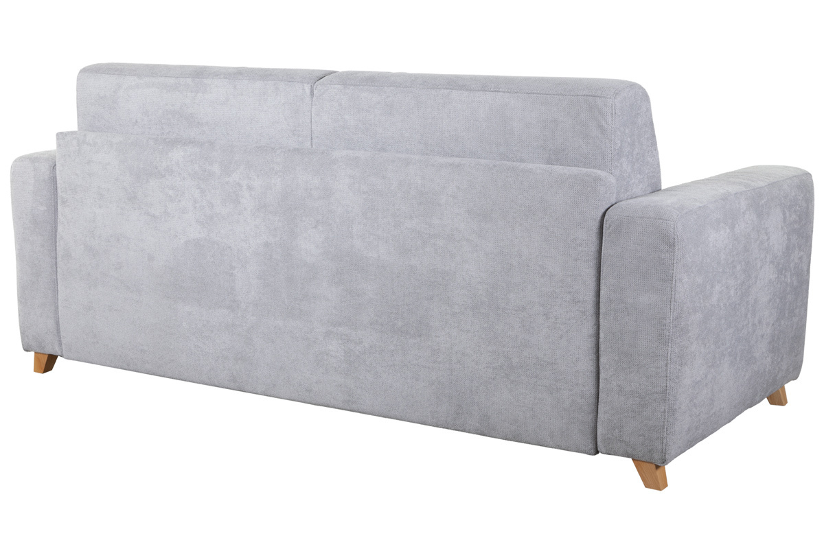 Canap� convertible scandinave 3 places effet velours gris SVEN