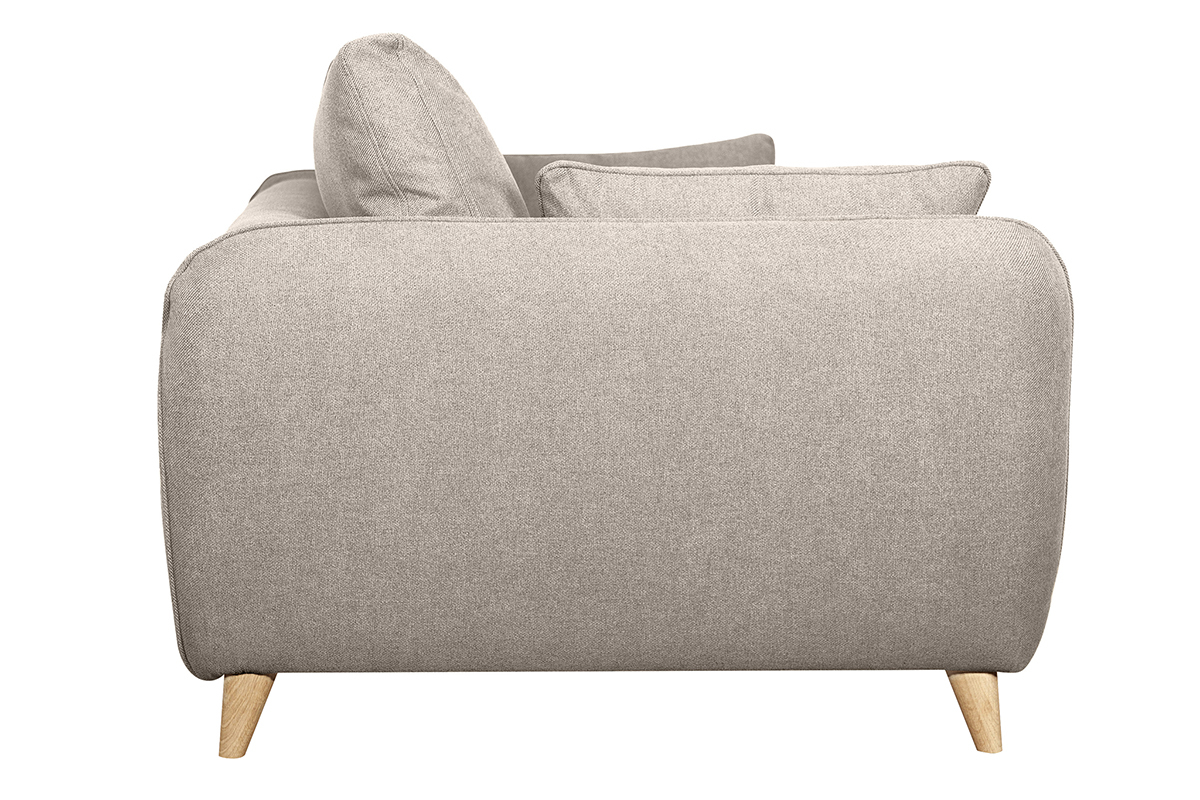 Canap convertible scandinave 3 places en tissu beige avec matelas 10 cm CREEP