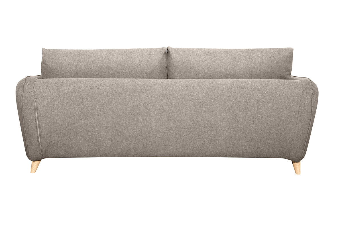 Canap convertible scandinave 3 places en tissu beige avec matelas 10 cm CREEP