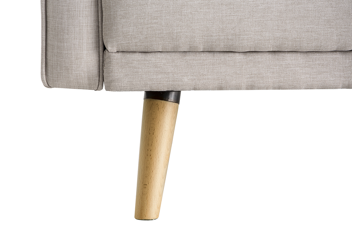 Canap convertible scandinave 3 places en tissu beige et bois clair ULLA