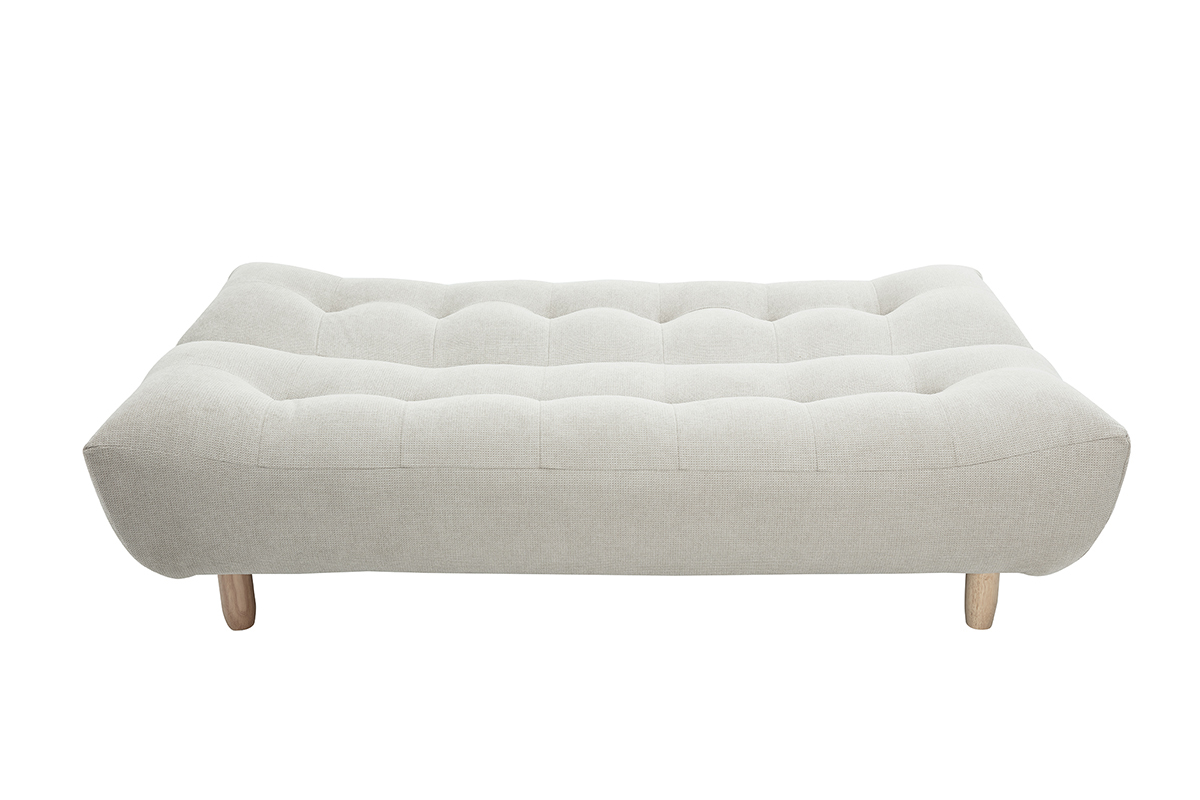 Canap� convertible scandinave 3 places en tissu beige et bois clair YUMI