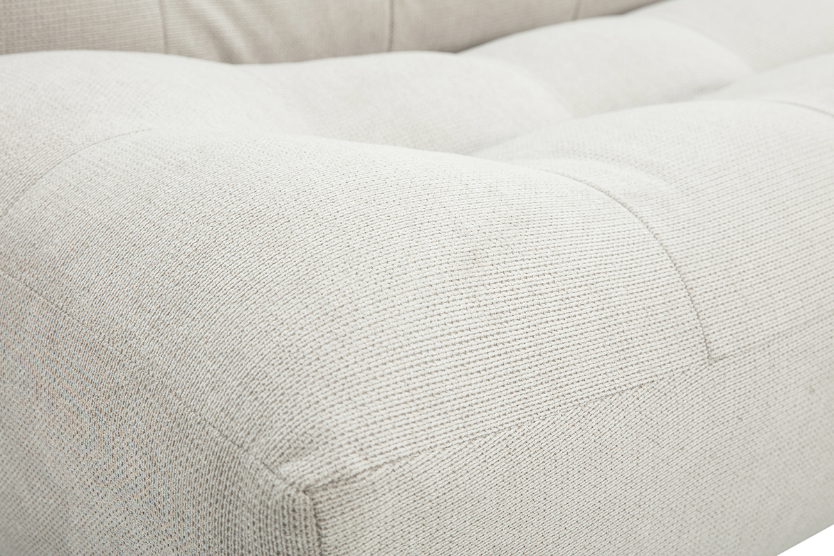 Canap� convertible scandinave 3 places en tissu beige et bois clair YUMI