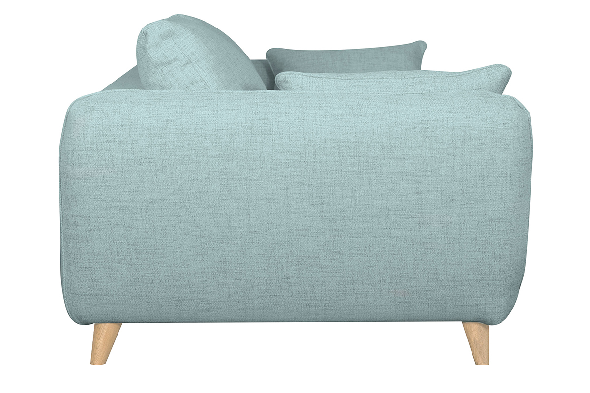 Canap convertible scandinave 3 places en tissu bleu glacier avec matelas 10 cm CREEP