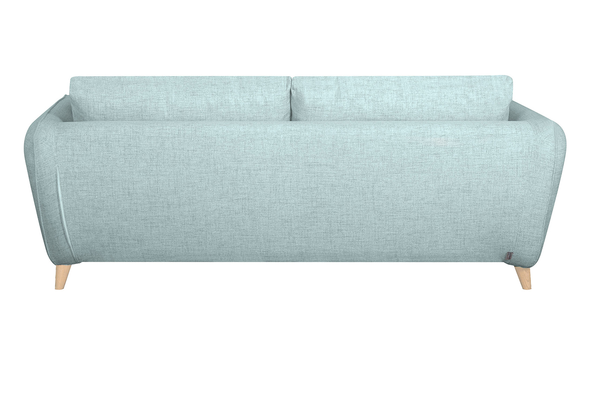 Canap convertible scandinave 3 places en tissu bleu glacier avec matelas 10 cm CREEP