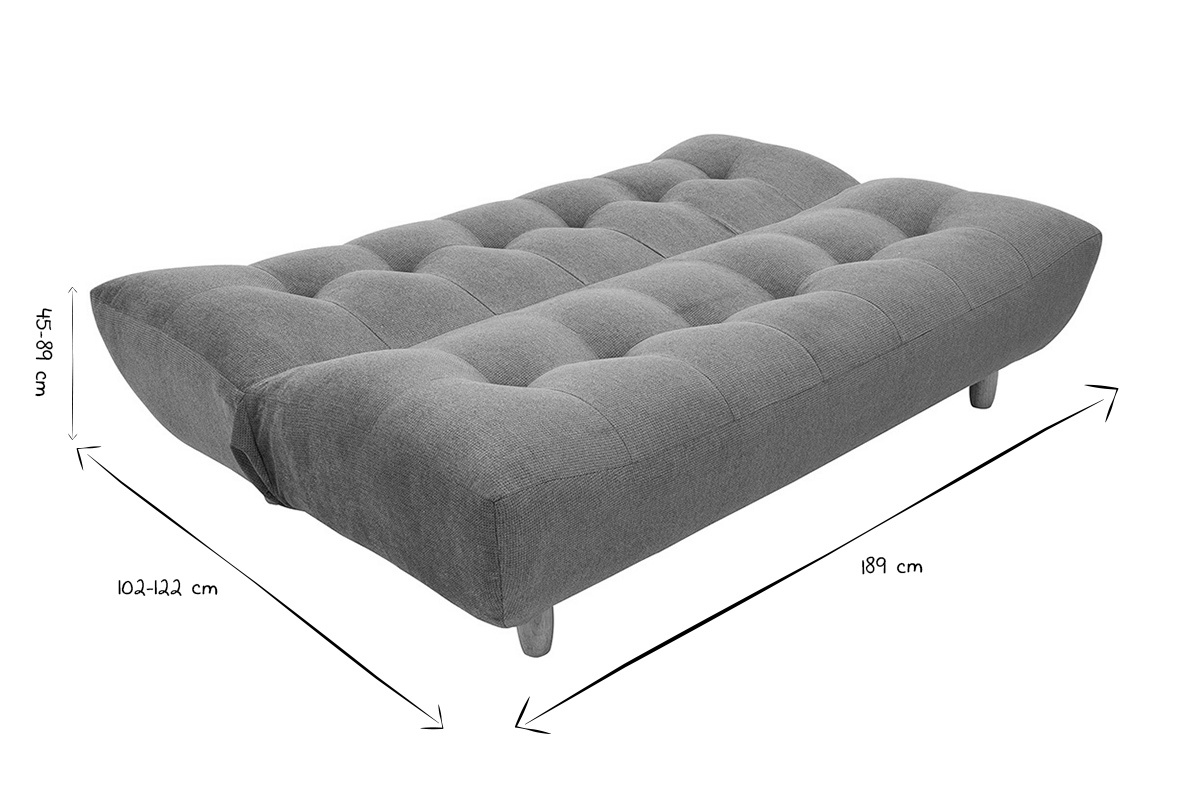 Canap� convertible scandinave 3 places en tissu chenille terre br�l�e et bois clair YUMI