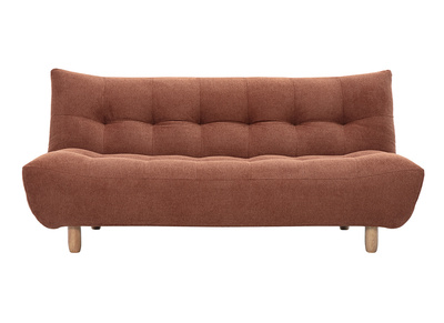 Canap&eacute; convertible scandinave 3 places en tissu chenille terre br&ucirc;l&eacute;e et bois clair YUMI