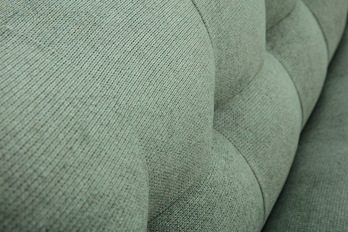Canap� convertible scandinave 3 places en tissu chenille vert kaki et bois clair YUMI