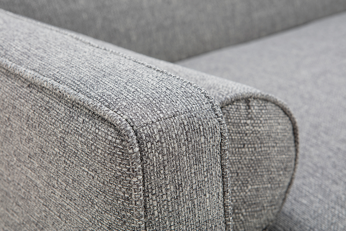 Canap convertible scandinave 3 places en tissu gris clair et bois clair MOORE