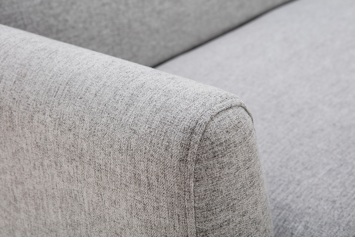 Canap convertible scandinave 3 places en tissu gris clair et bois clair STEWART