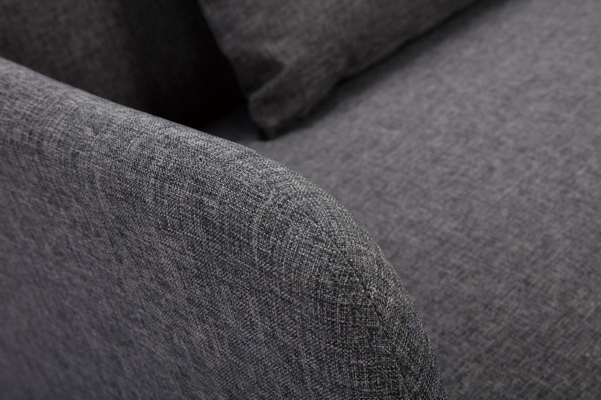 Canap convertible scandinave 3 places en tissu gris fonc et bois clair LULA