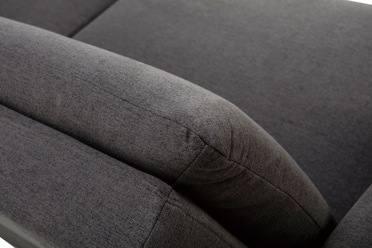Canap convertible scandinave 3 places en tissu gris fonc et bois clair STEWART