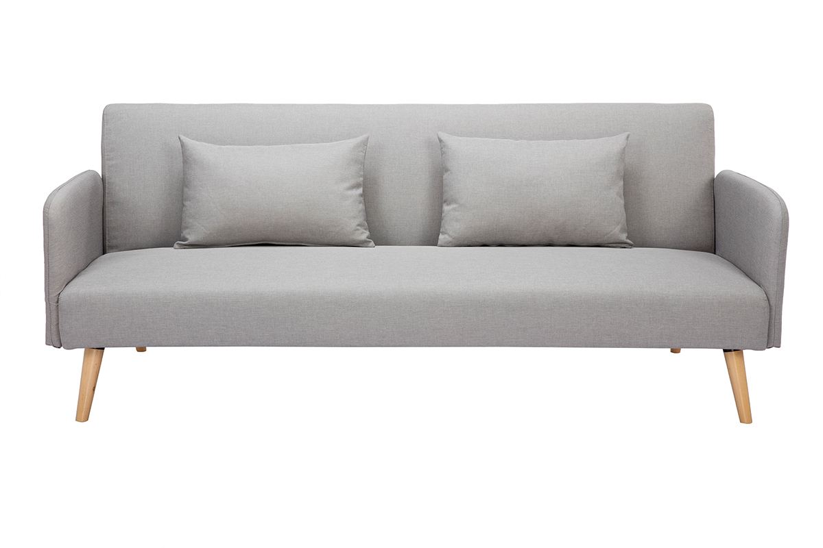 Canap convertible scandinave 3 places gris clair LULA