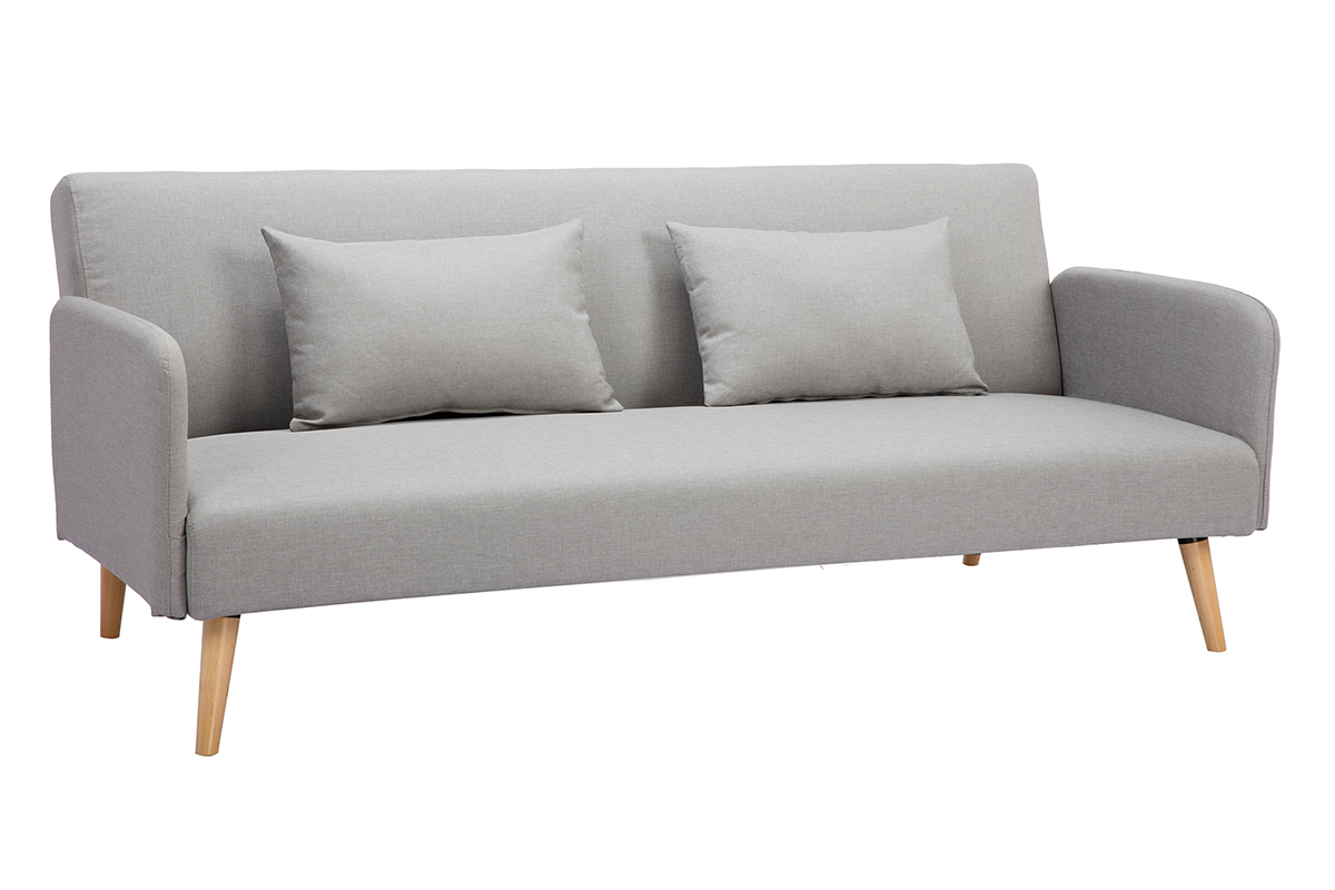 Canap convertible scandinave 3 places gris clair LULA