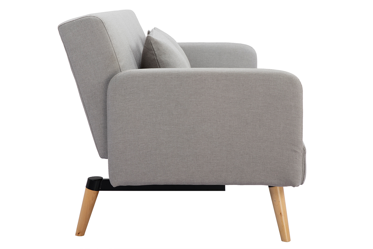 Canap convertible scandinave 3 places gris clair LULA
