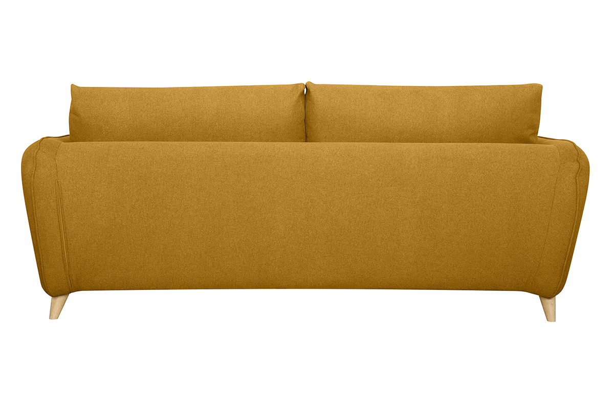 Canap convertible scandinave 3 places jaune cumin avec matelas 10 cm CREEP