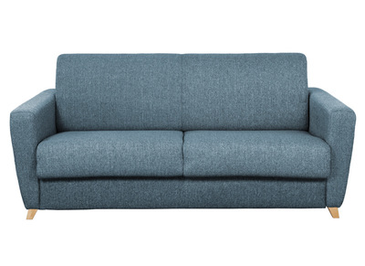 Canapé convertible scandinave bleu et bois GRAHAM - Canapé convertible scandinave bleu et bois GRAHAM