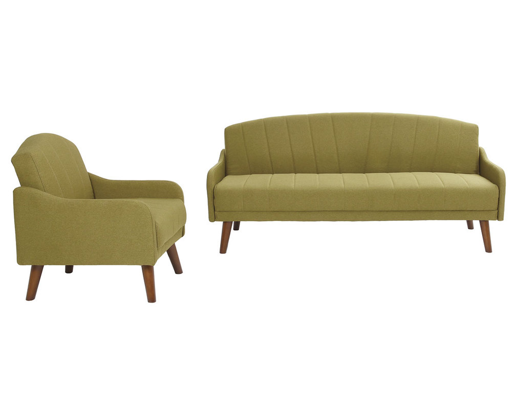 Canapé convertible vintage 3 places vert ARYA - Gauche Canapé convertible vintage 3 places vert ARYA