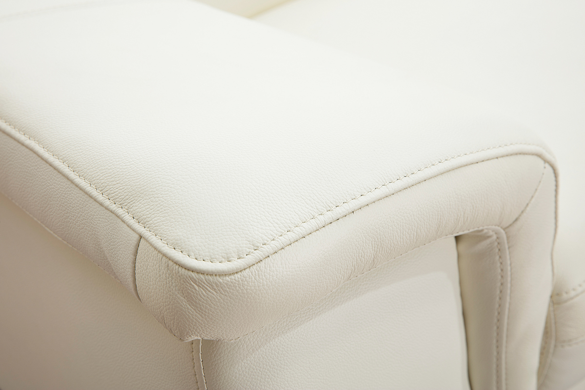 Canap� cuir 3 places blanc cass� avec t�ti�res ajustables ROMEO - cuir de buffle