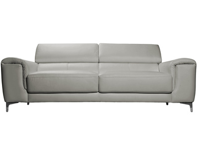 canap&eacute; cuir design 3 places avec t&ecirc;ti&egrave;res relax gris NEVADA - cuir de buffle