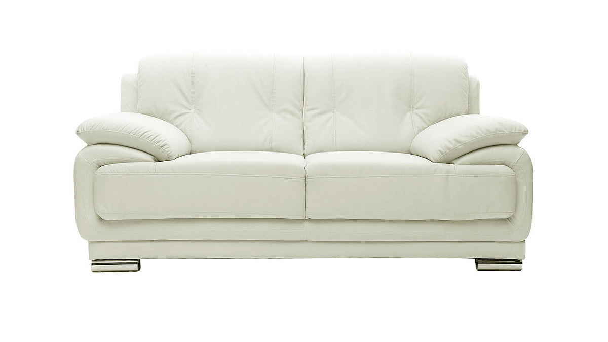 Canap cuir design blanc 2 places TAMARA - cuir de vache