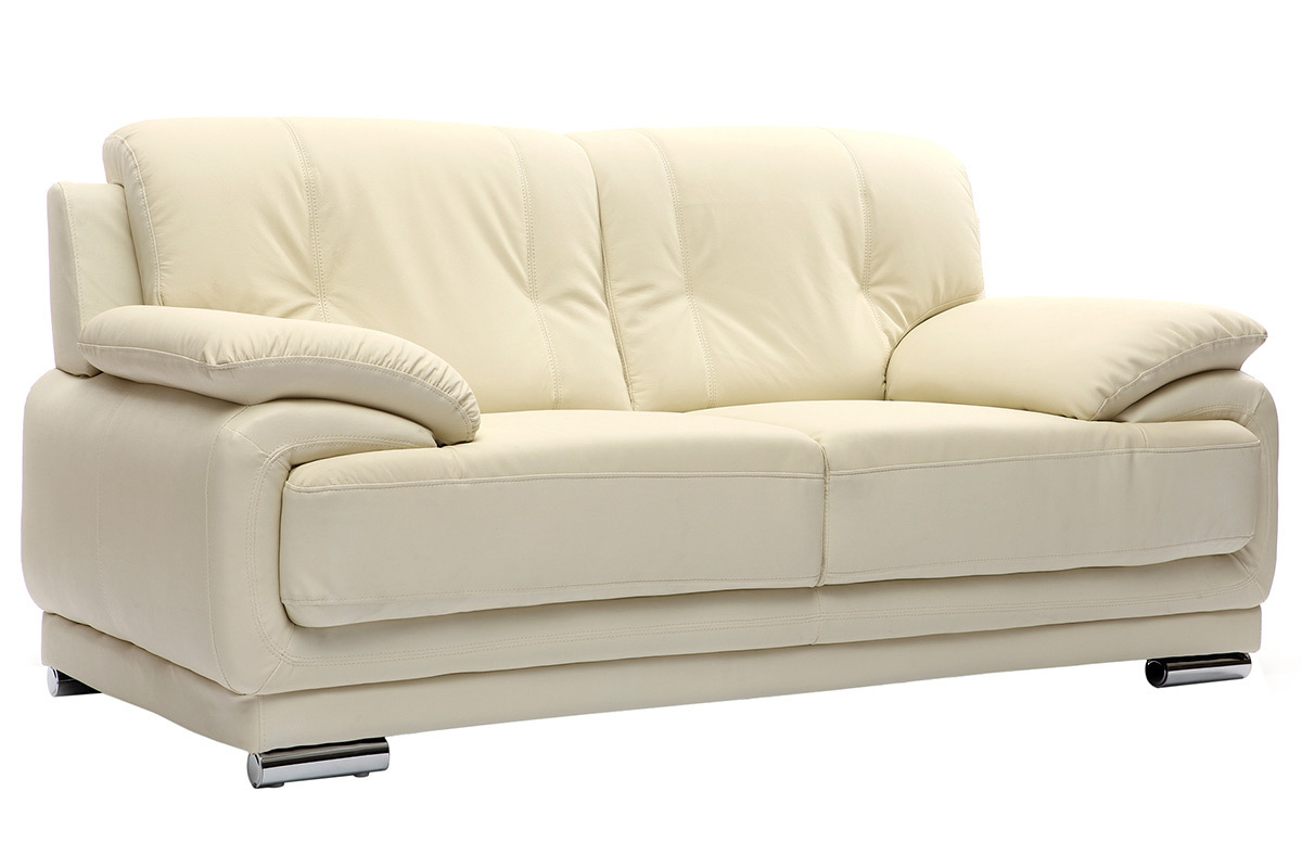 Canap� cuir design cr�me 2 places TAMARA - cuir de vache