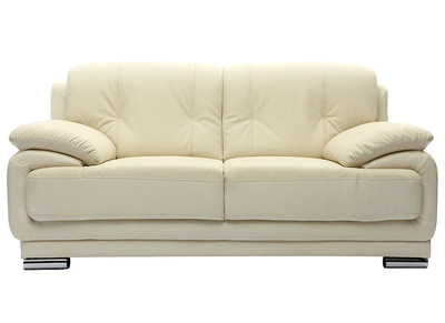 Canap&eacute; cuir design cr&egrave;me 2 places TAMARA -  cuir de vache