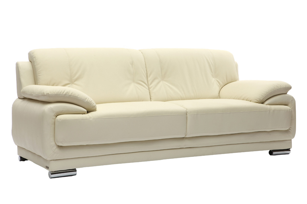Canap� cuir design cr�me 3 places TAMARA-  cuir de vache