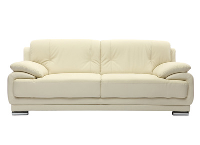 Canap&eacute; cuir design cr&egrave;me 3 places TAMARA-  cuir de vache
