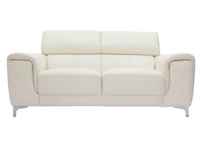 Canap&eacute; cuir design deux places avec t&ecirc;ti&egrave;res relax blanc NEVADA - cuir de buffle