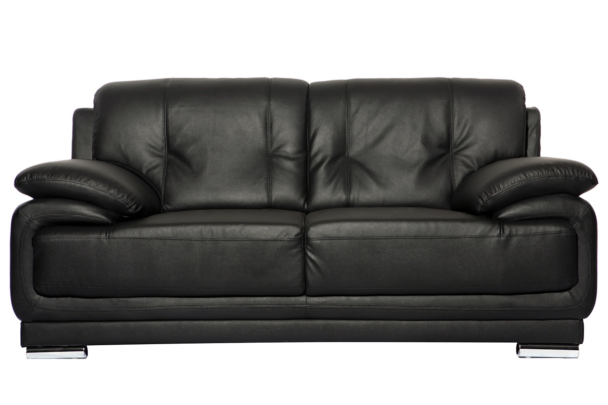 Canap cuir design noir 2 places TAMARA - cuir de vache