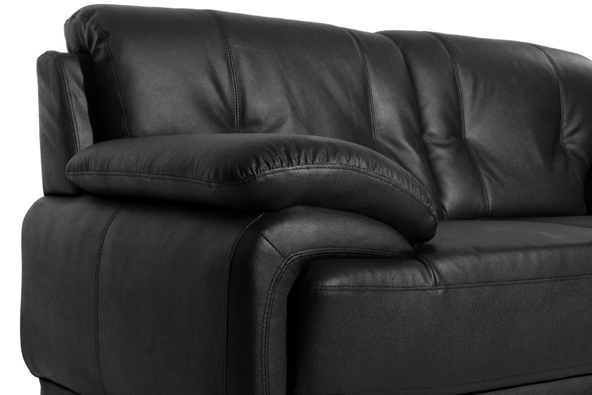 Canap cuir design noir 2 places TAMARA - cuir de vache