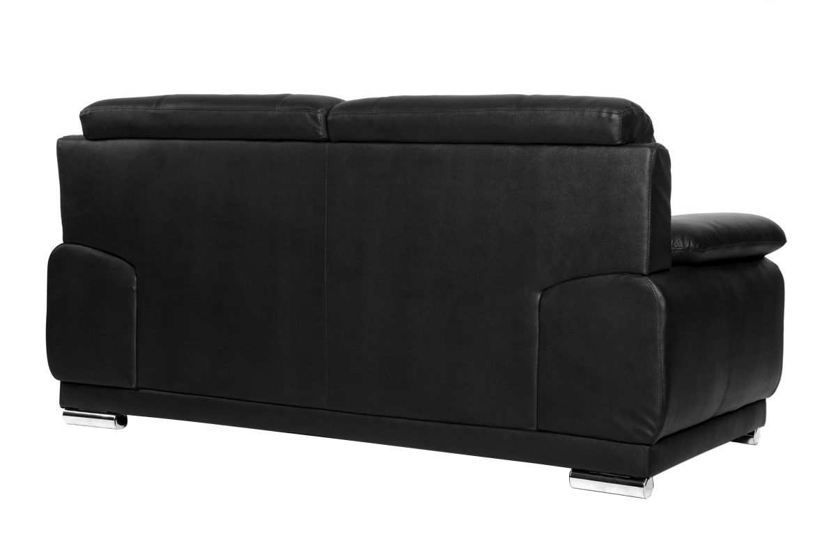 Canap cuir design noir 2 places TAMARA - cuir de vache
