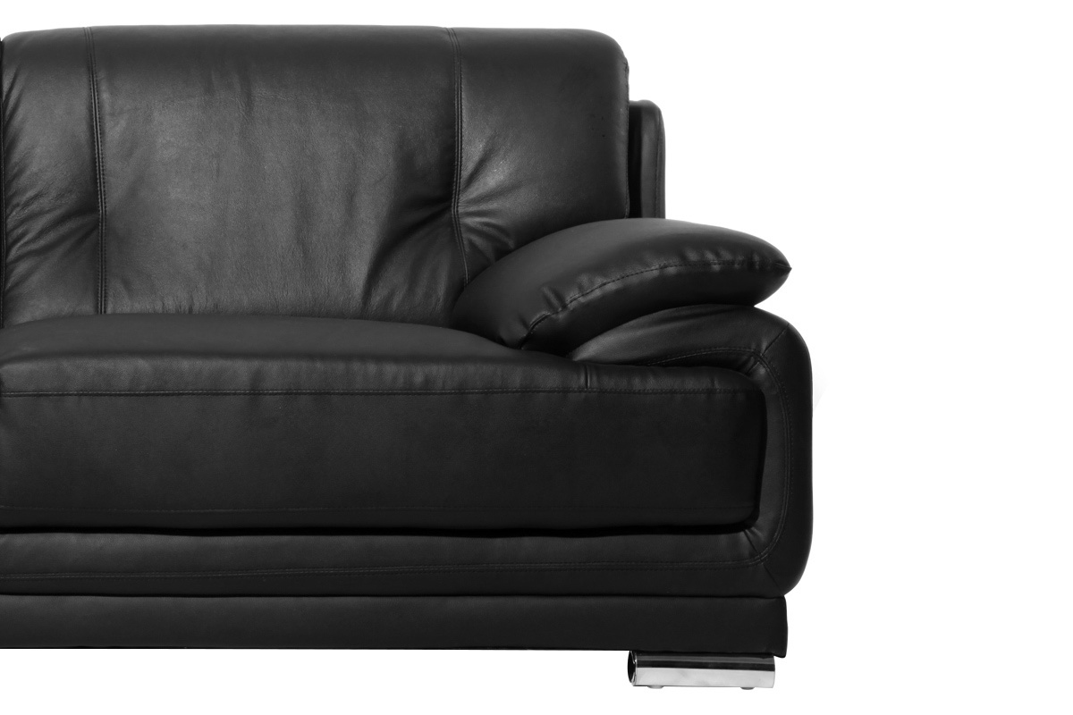 Canap cuir design noir 3 places TAMARA - cuir de vache